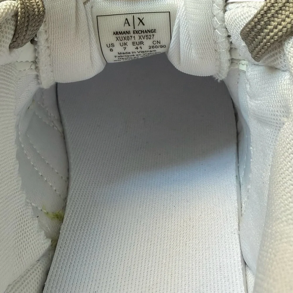 Armani Exchange XUX071 XV527 Sneakers White Green Low Top Men’s 8 Design
